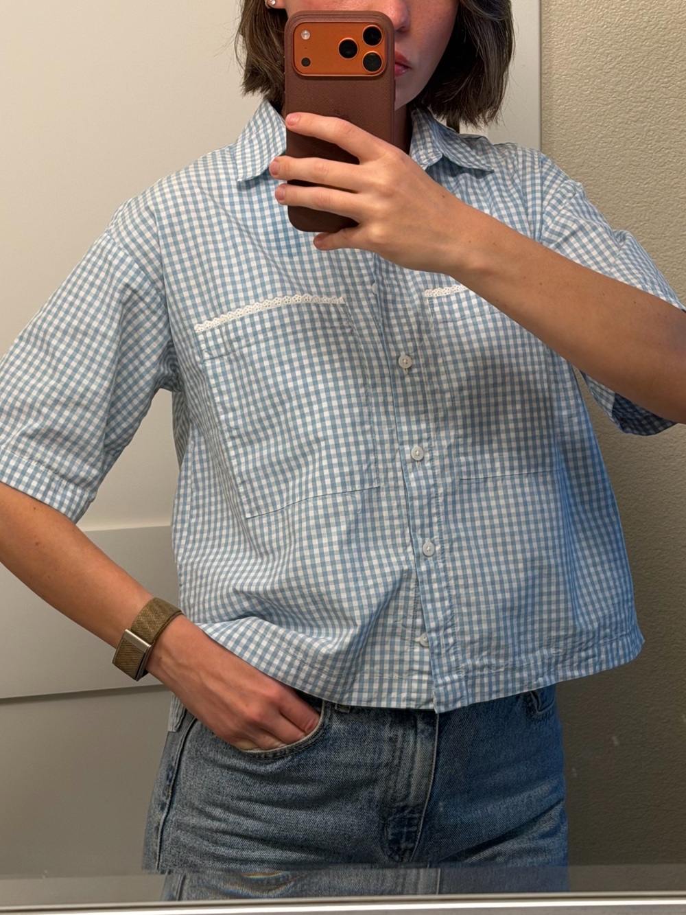 Levi's Light Blue Gingham Short Sleeve Button-Down Shirt